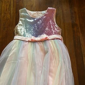 Girls formal dress. Sequins, sleeveless, bow….